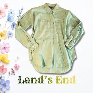 Lands' End women’s pale sage Green cotton Casual Shirt. Long sleeve Size 6-8 EUC